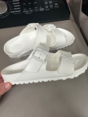 Birkenstock White EVA Two-Buckle Slide Sandals